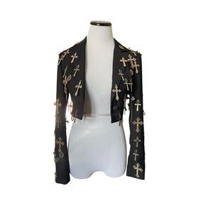 Dolls Kill Black Widow Idol Worship Cropped Blazer